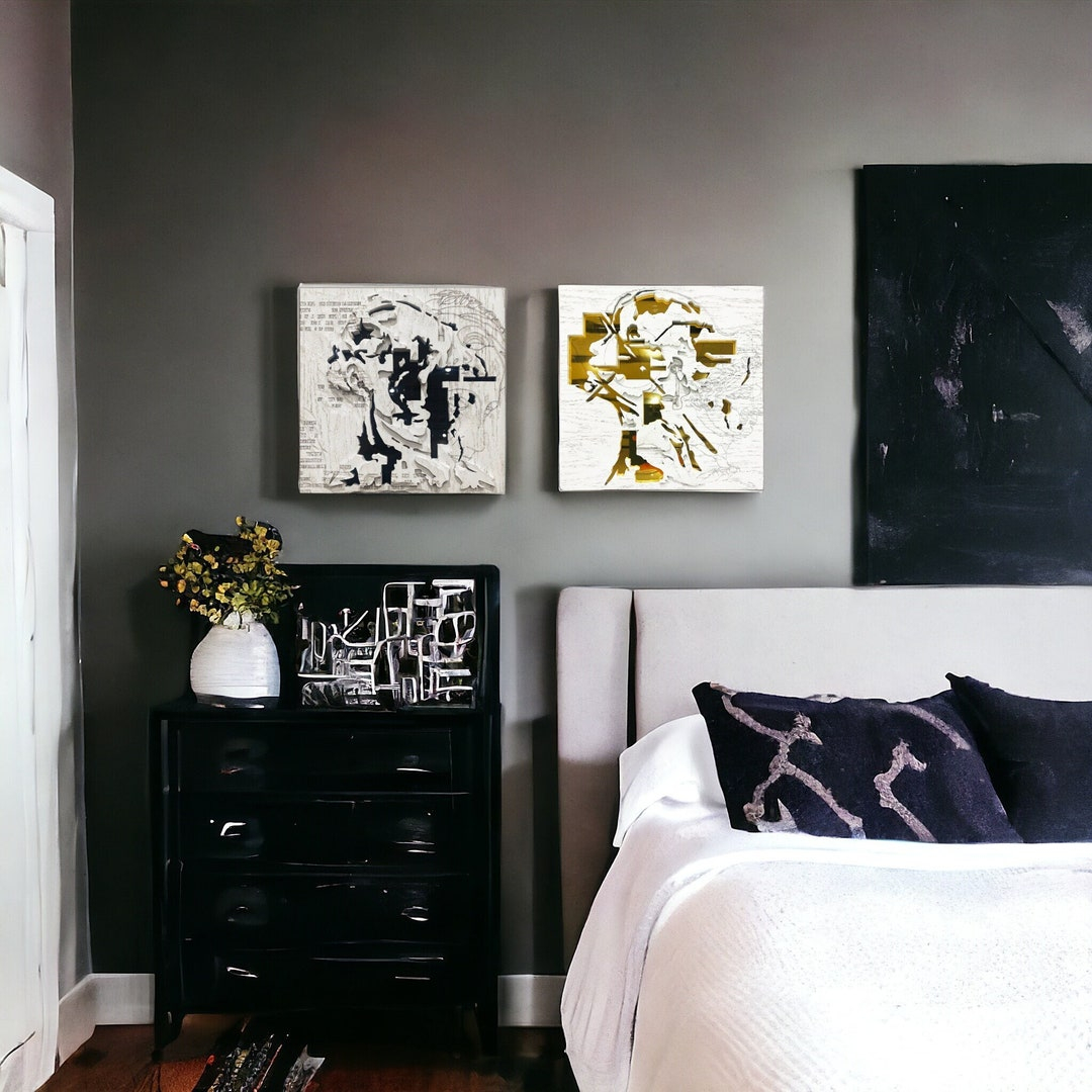 Dimensional Wall Art Modern, 3D Set Wood Original Painting. Minimalist ... with regard to Discover the Artistry of Dimensional Woman Wall Sculptures