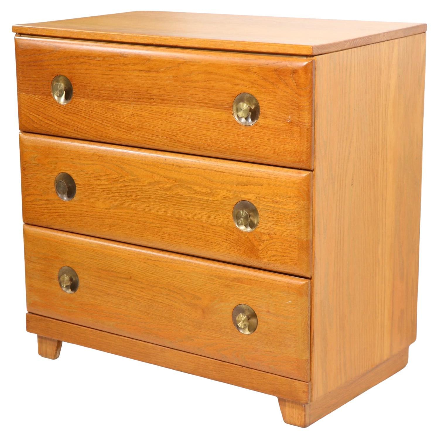 Diminutive Mid Century Cerused Oak Three Drawer Dresser With Brass ... with Why the Dexter Oak Finish 3-Drawer Dresser is a Classic Choice