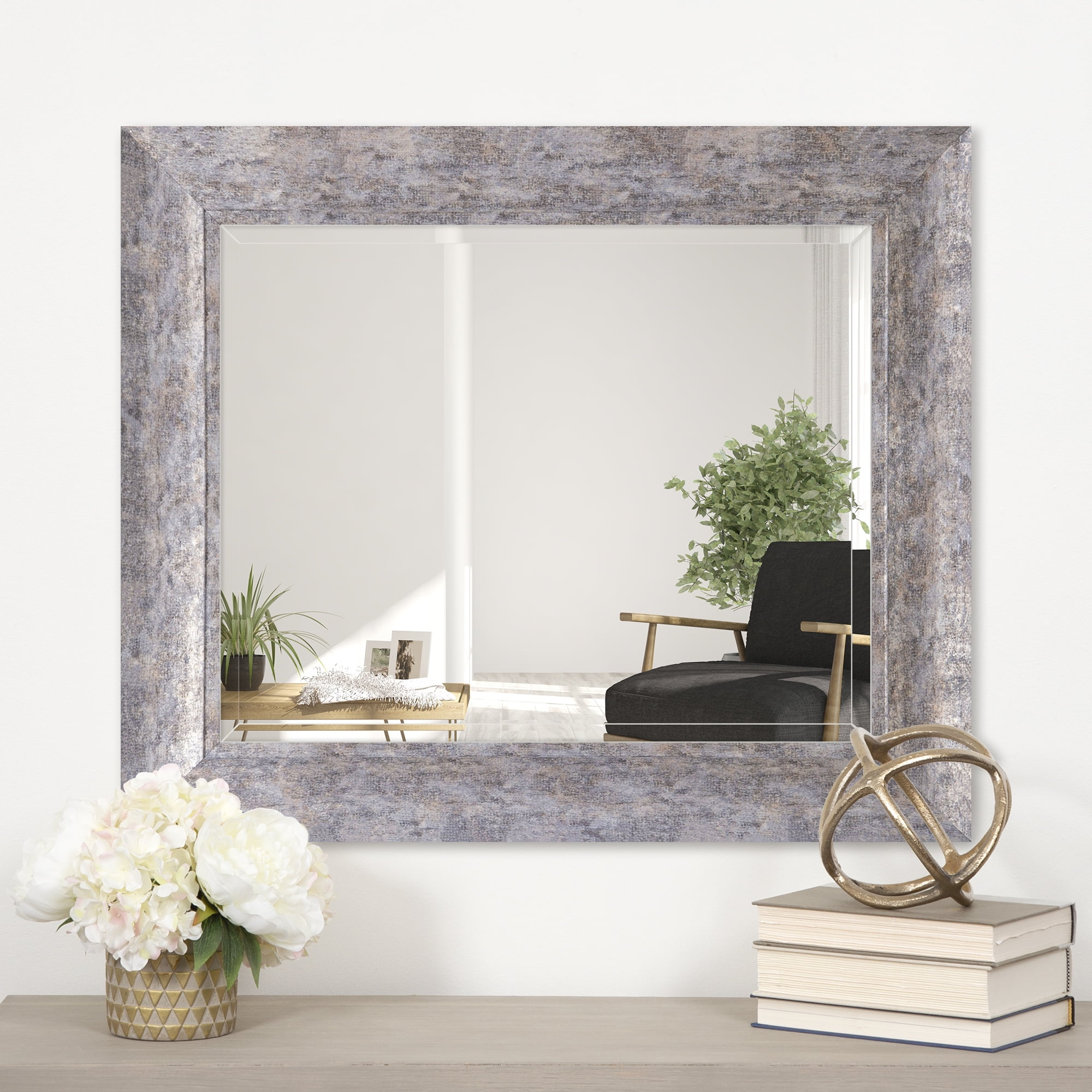 Distressed Silver Scoop Framed Beveled Wall Accent Mirror 21’X25′ By ... within How a 21"x25" Pasadena Mirror Can Elevate Your Decor