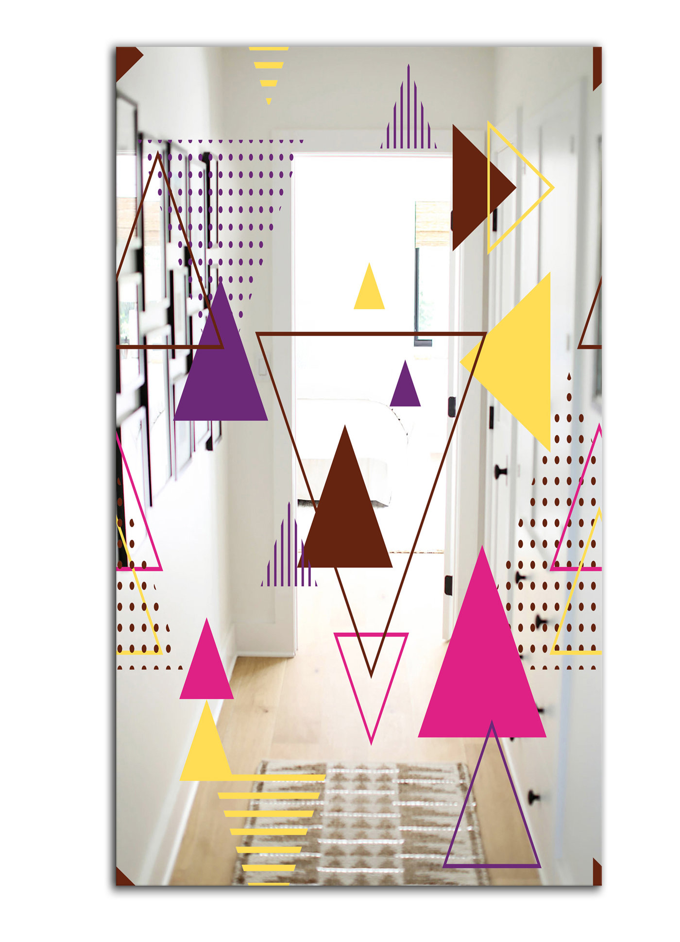 East Urban Home Triangular Spacy Spheres Modern & Contemporary Accent ... throughout Adding a Touch of Retro Style The Designart Triangular Spacy Spheres Mirror Explained