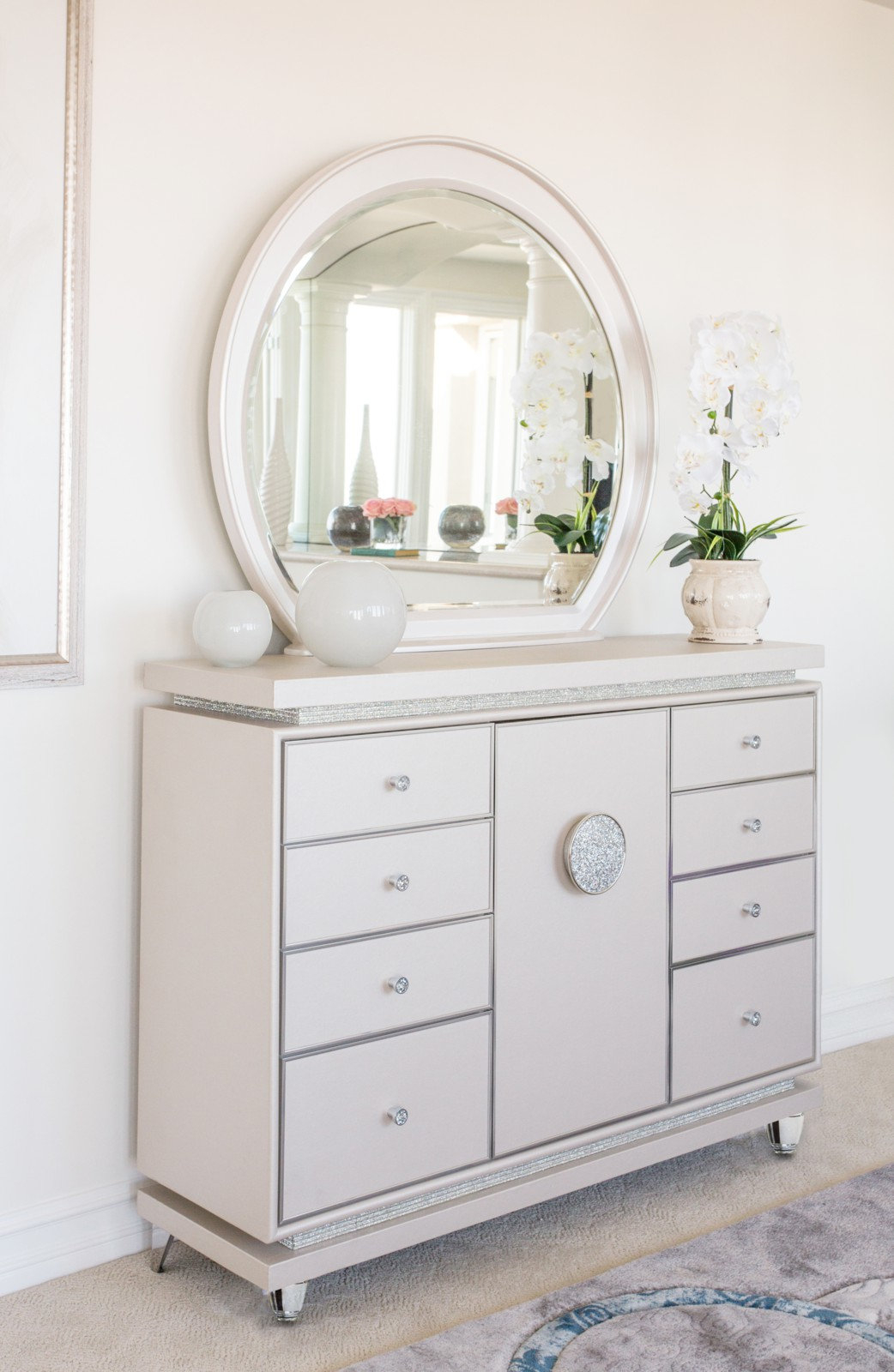 Emma Mason Signature Vivid Glimmer Wall Mirror In Ivory - Contemporary ... pertaining to