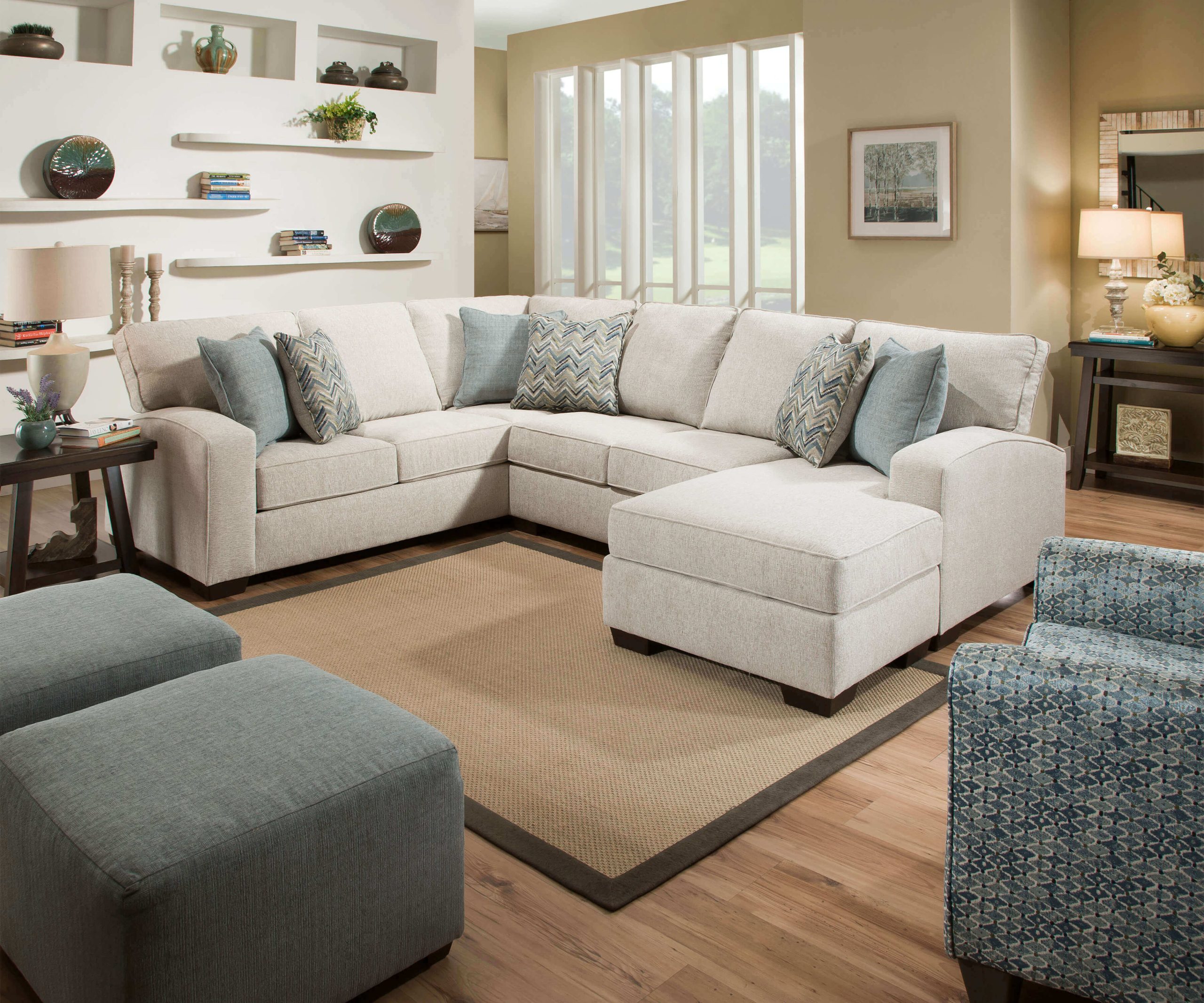 Endurance Grain Sectional With Chaise | Urban Furniture Outlet with regard to The Furniture of America Daza Cabinet Smart Storage Solutions