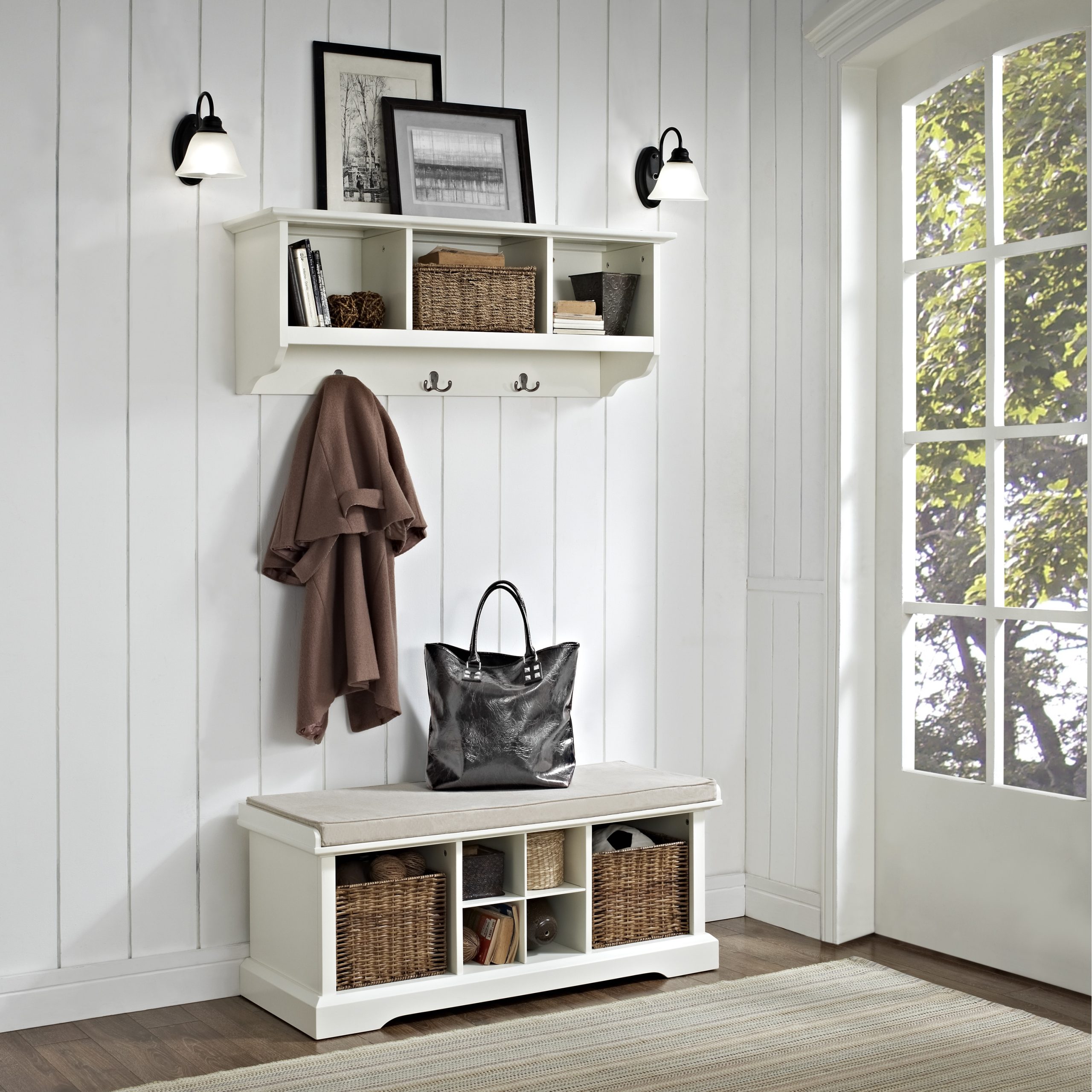 Entryway Bench And Shelf with Styling Your Entryway The Practicality of a White Shelf with Hanger