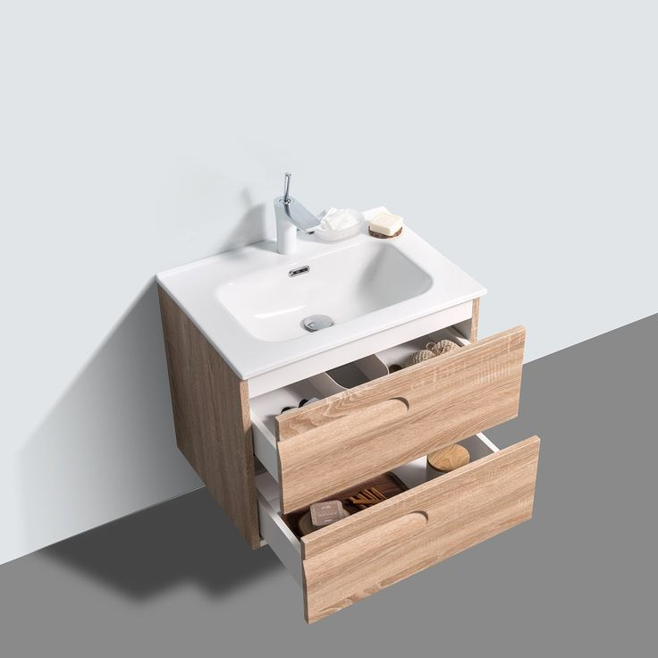 Eviva Joy 24" X 21" Maple Wall-Mounted Bathroom Vanity With White Inte ... for
