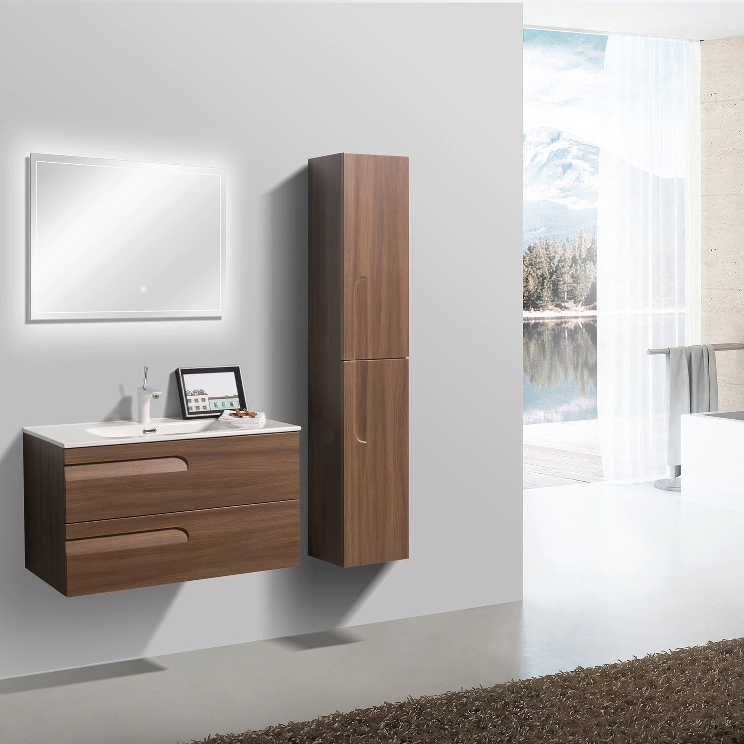 Eviva Joy 36" Graywood Wall Mount Bathroom Vanity With White Integrated ... for A Deep Dive into the Eviva Joy 12"Wx10"D Maple Wall-Mounted Linen Cabinet