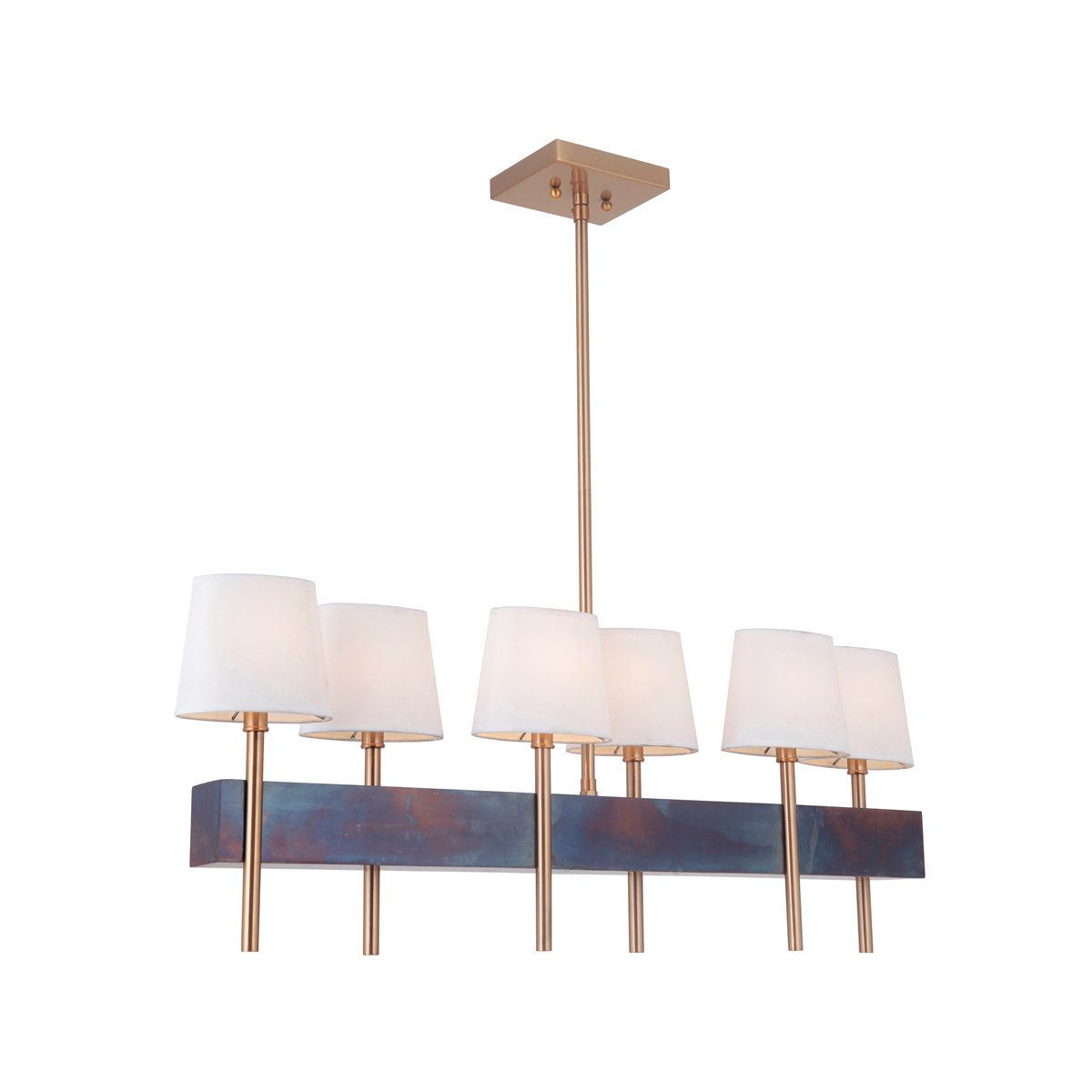 Fired Steel Block Linear Chandelier In 2021 | Linear Chandelier, Mid ... within The Enduring Appeal of Satin Brass in Modern Linear Chandeliers