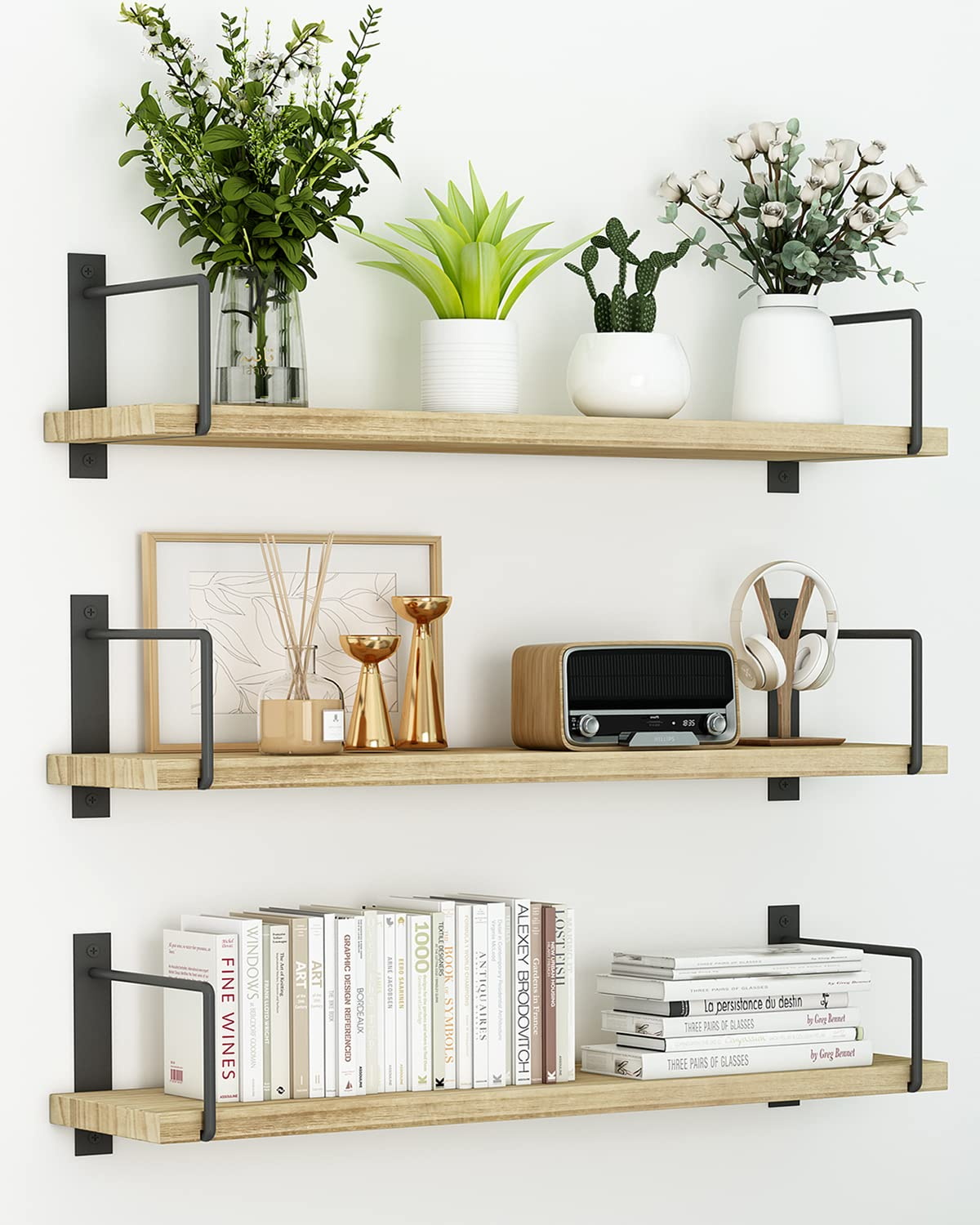 Floating Shelves, 24 Inches Easy To Install Wall Mounted Shelves, Wall ... with regard to Choosing the Right Wall Shelf Your Guide to a 24-Inch 4-Tier Design