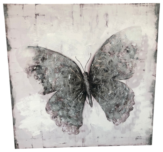 Flutter Black And White Mixed-Media Wall Art - Contemporary - Prints ... inside