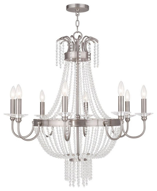 French Country Traditional Eight Light Chandelier-Brushed Nickel Finish ... intended for Unveiling the Charm of Farmhouse Eight-Light Chandeliers in Brushed Nickel