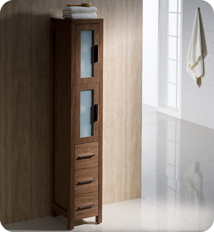 Fresca Bath - Bathroom Vanities & Bathroom Furniture intended for The Fresca Walnut Linen Side Cabinet A Smart Solution for Bathroom Organization