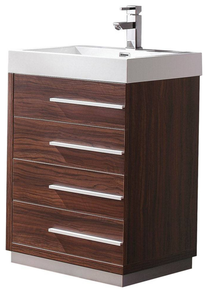 Fresca Fcb8024Gw-I Livello 24" Walnut Bathroom Cabinet With Integrated ... for