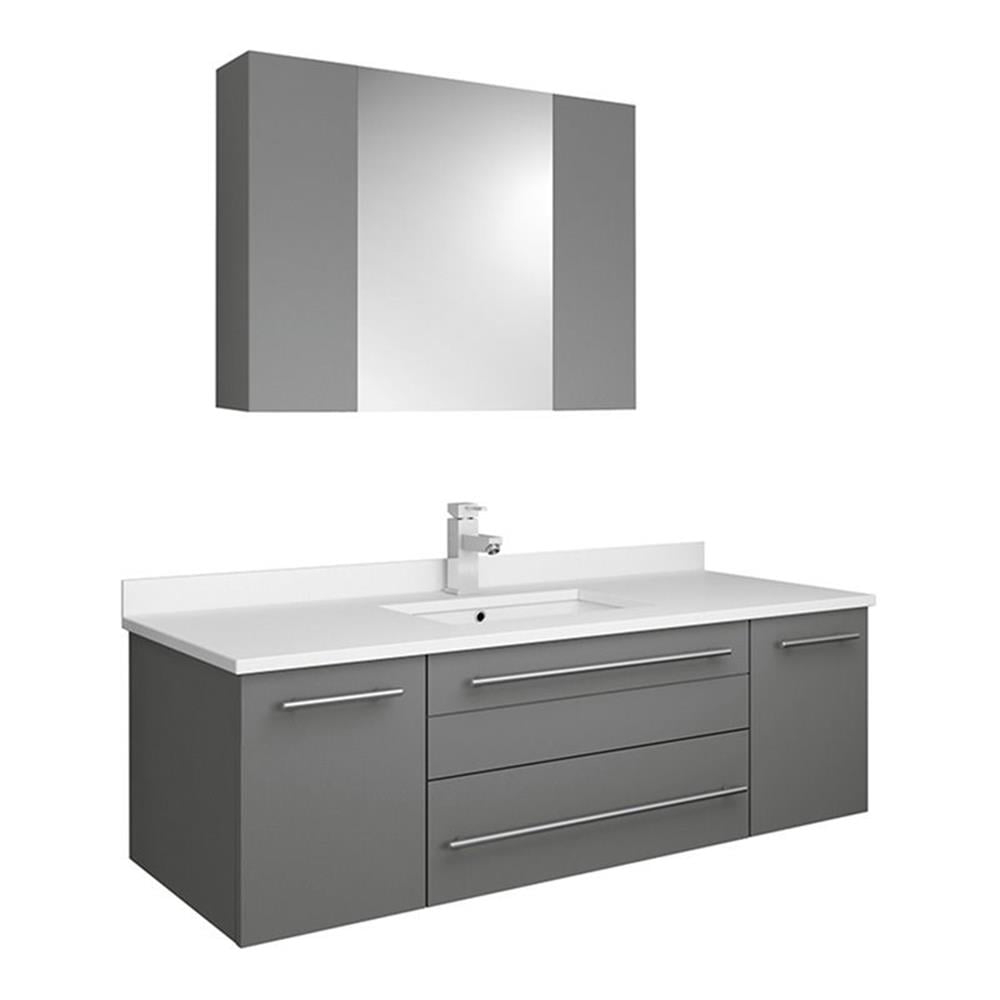 Fresca Fvn6148-Uns Lucera 48" Wall Mounted Single Basin Vanity Set ... intended for Designing with the Fresca Stella 47" Ash Gray Cabinet Making it Yours