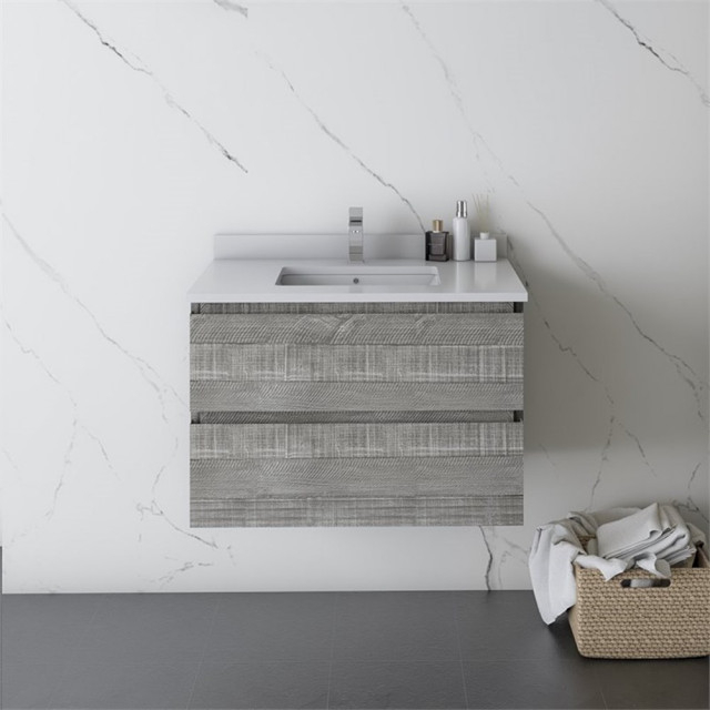 Fresca Stella 30" Wall Hung Single Bathroom Cabinet W/ Top & Sink In ... pertaining to