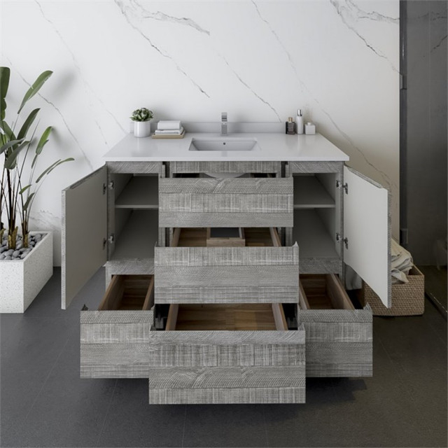 Fresca Stella 48" Single Bathroom Cabinet W/ Top & Sink In Ash Gray ... within