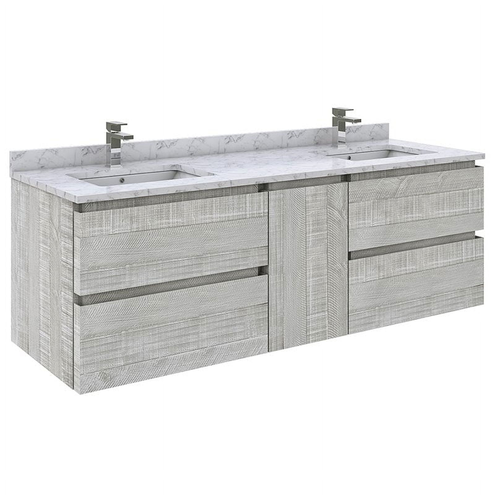 Fresca Stella 60" Wall Hung Double Bathroom Cabinet W/ Top & Sinks In ... inside