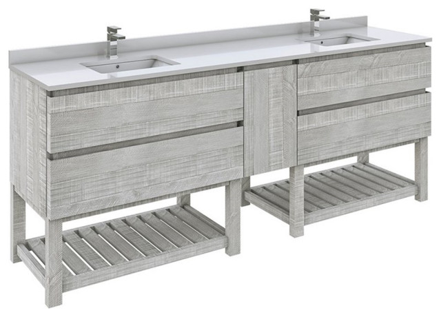 Fresca Stella 84" Open Base Double Bathroom Cabinet W/ Top & Sinks In ... within