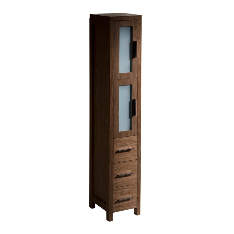 Fresca Torino Walnut Brown Tall Bathroom Linen Side Cabinet - Burroughs ... within The Fresca Walnut Linen Side Cabinet A Smart Solution for Bathroom Organization
