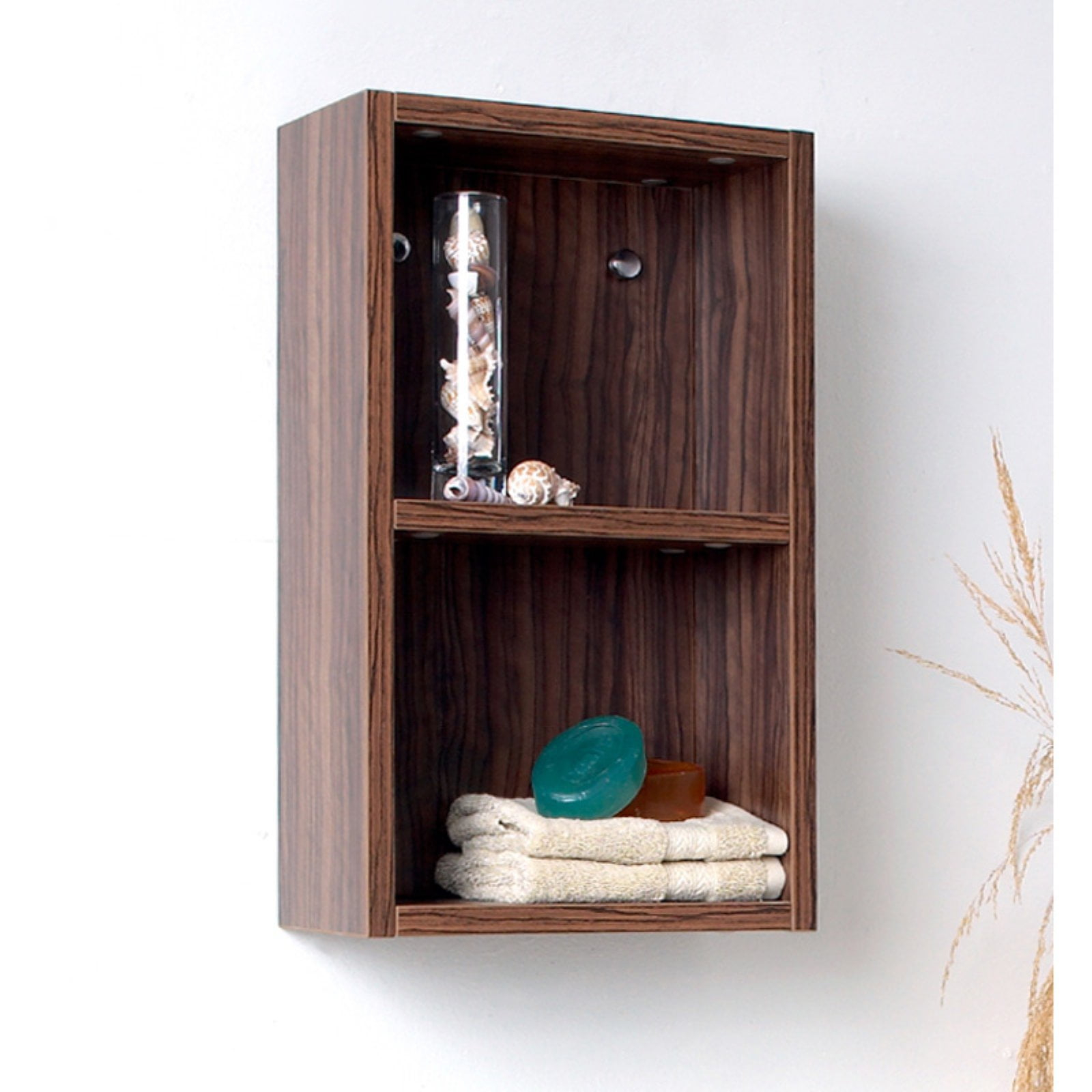 Fresca Walnut Bathroom Linen Side Cabinet With Open Storage - Walmart.com pertaining to