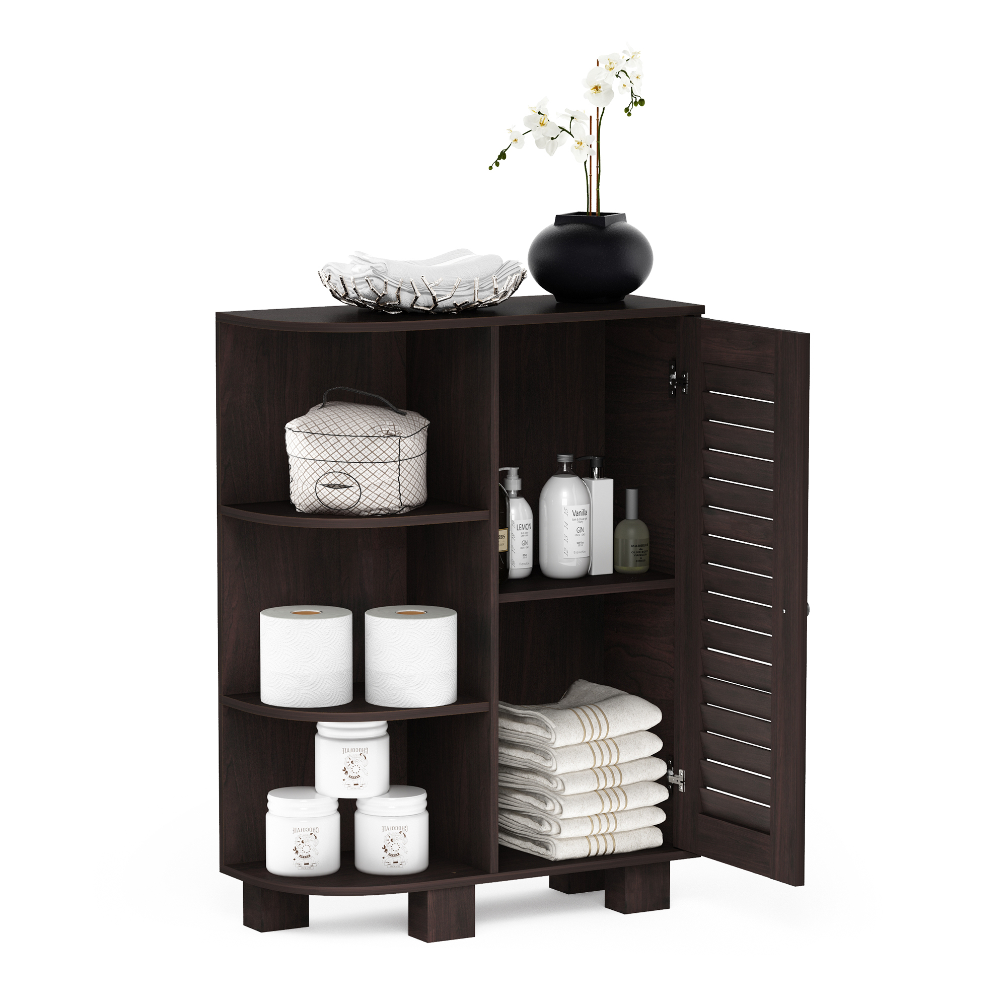 Furinno Indo Storage Shelf With Louver Door Cabinet – Furinno – Fits ... pertaining to The Furinno Indo Louver Door Bath Cabinet Espresso A Storage Solution Mastered