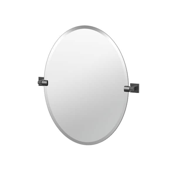 Gatco Elevate 26.5 In. X 24 In. Frameless Oval Mirror In Matte Black ... throughout