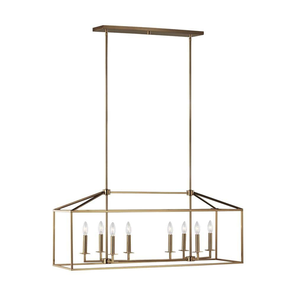 Generation Lighting Perryton 40 In. 8-Light Satin Brass Modern ... for The Enduring Appeal of Satin Brass in Modern Linear Chandeliers