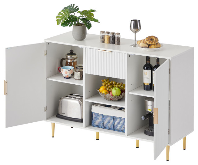 Gewnee Living Room Wooden White Storage Cabinet - Transitional ... pertaining to How the Gewnee Tall Narrow Tower Cabinet Organizes Any Room