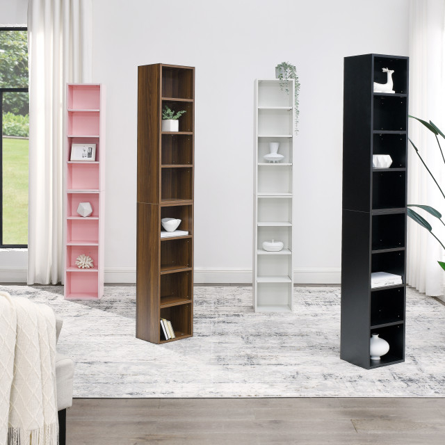 Gewnee Tall Narrow Bookcase Display Bookshelf For Home Office ... regarding