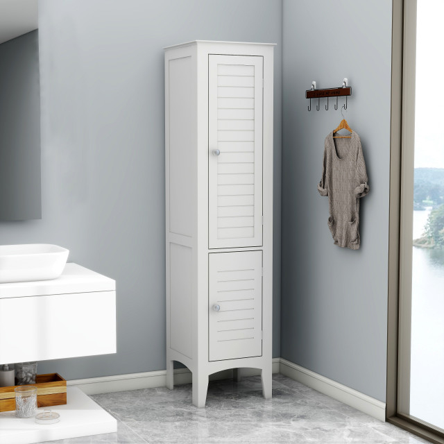 Gewnee Tall Narrow Tower Freestanding Cabinet - Transitional - Bathroom ... intended for