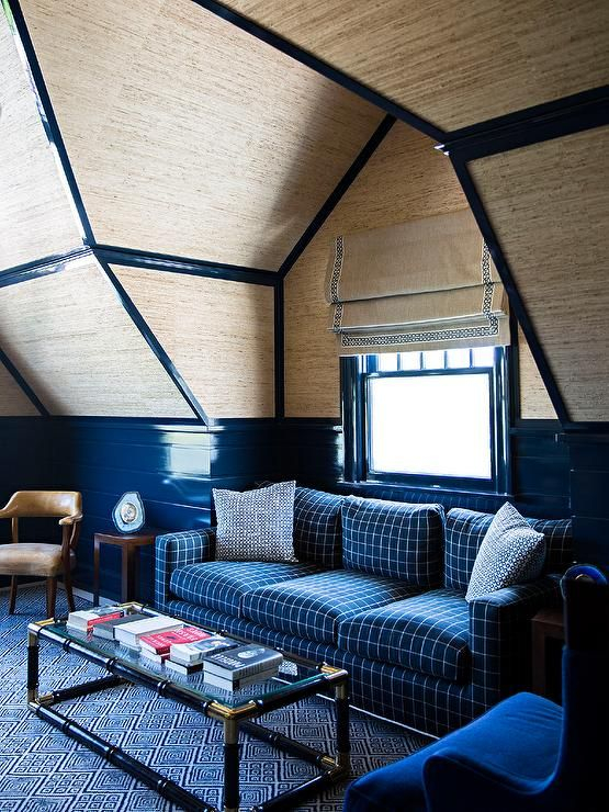 Gorgeous Attic Den With Blue Lacquered Trim within