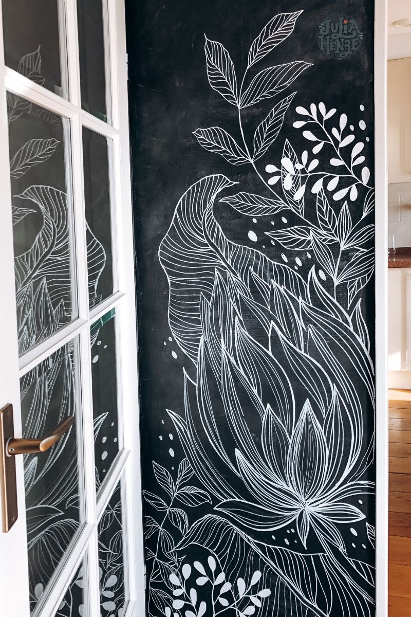Hand Drawn Floral Mural | By Julia Henze | Chalkboard Wall Art, Chalk ... pertaining to
