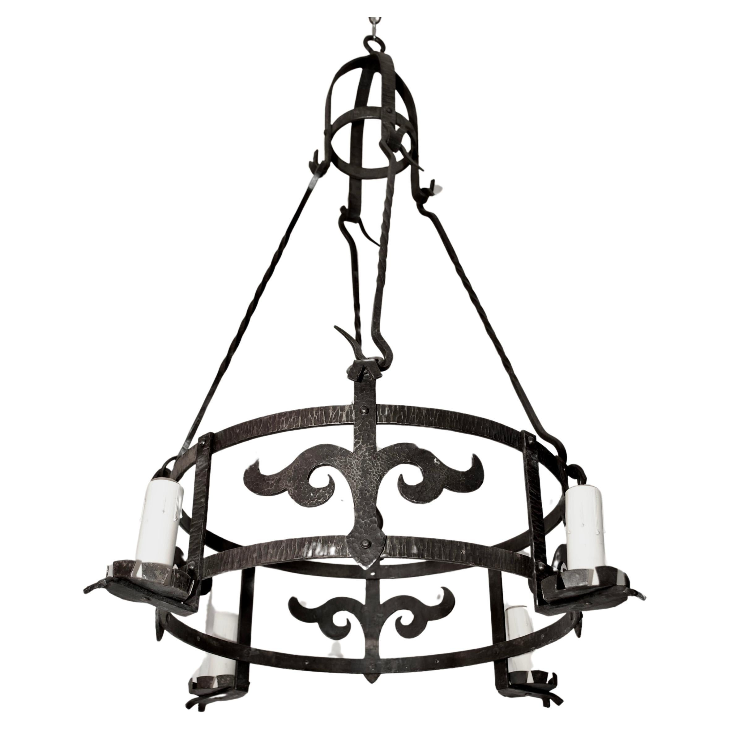 Hand Made Folk Art Chandelier W/ Iron Pot Hangers For Sale At 1Stdibs within The Art of Light Exploring the Design of the Albettone Iron Chandelier