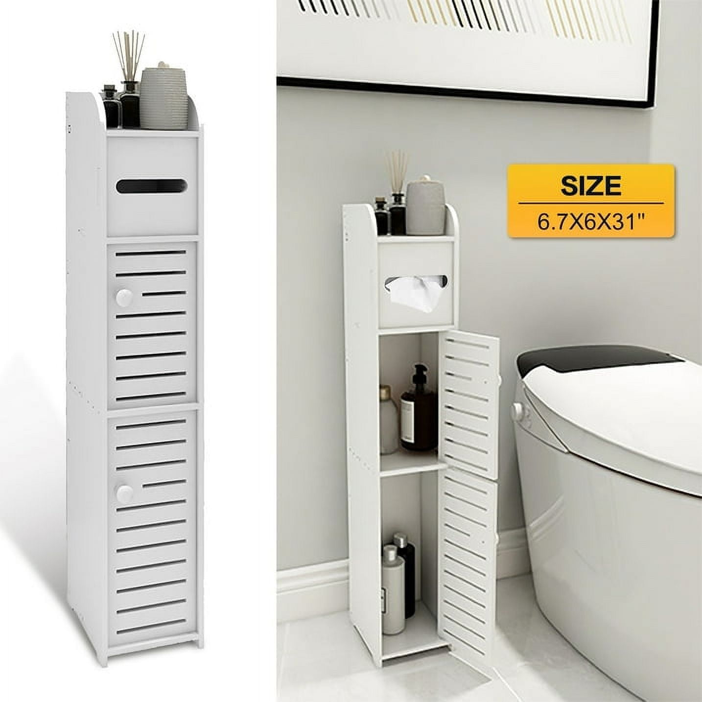 Homeika 2-Door Bathroom Cabinet, 4-Tier Design, Small Space Solution ... throughout Mastering Small Space Solutions with the Gewnee Oak Triangle Cabinet