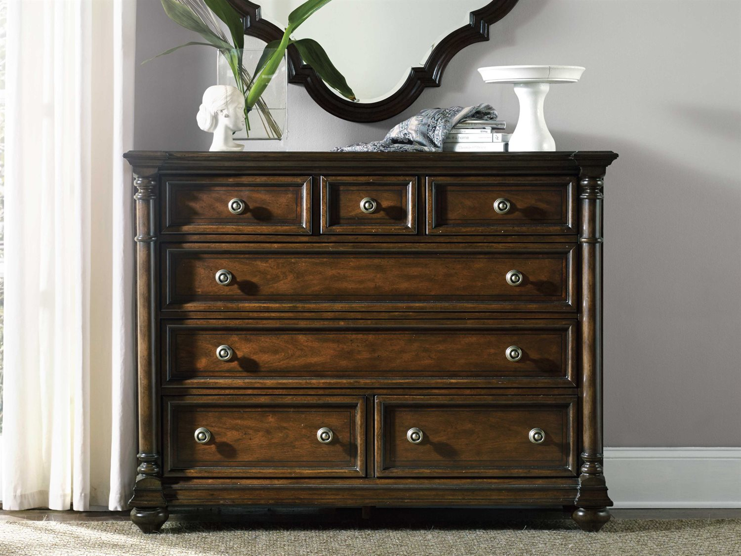 Hooker Furniture Leesburg Bureau 7 - Drawer Double Dresser | Hoo538190011 for How to Style Your Leesburg Dresser for Maximum Impact