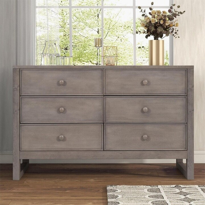 Igeman Rustic Wooden 6-Drawers Dresser, Rectangle Storage Cabinet ... pertaining to