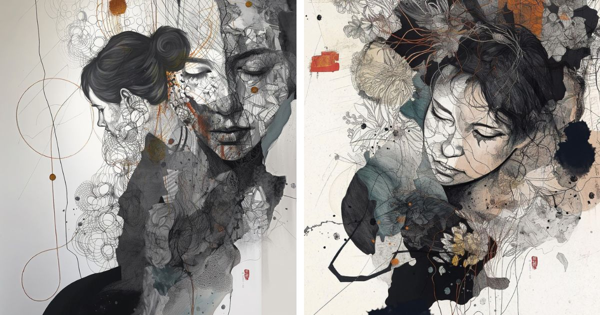 Incredible Mixed Media Ai Art Combines Hand Drawing And Tech regarding How Flutter Black and White Mixed-Media Art Enhances Your Space