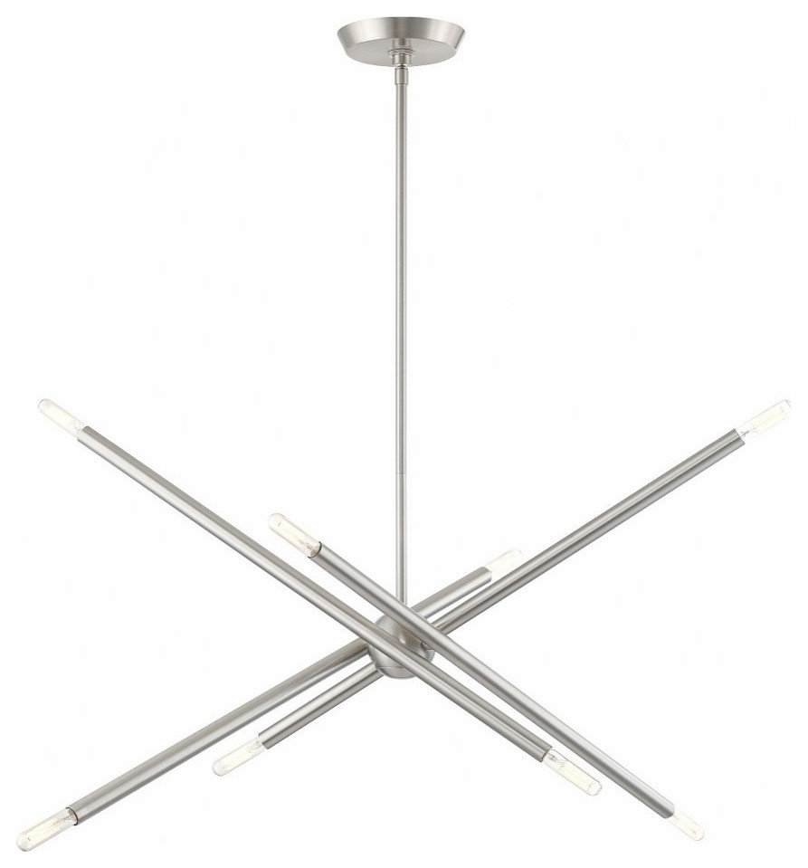 Industrial Farmhouse Eight Light Chandelier-Brushed Nickel Finish ... throughout Unveiling the Charm of Farmhouse Eight-Light Chandeliers in Brushed Nickel