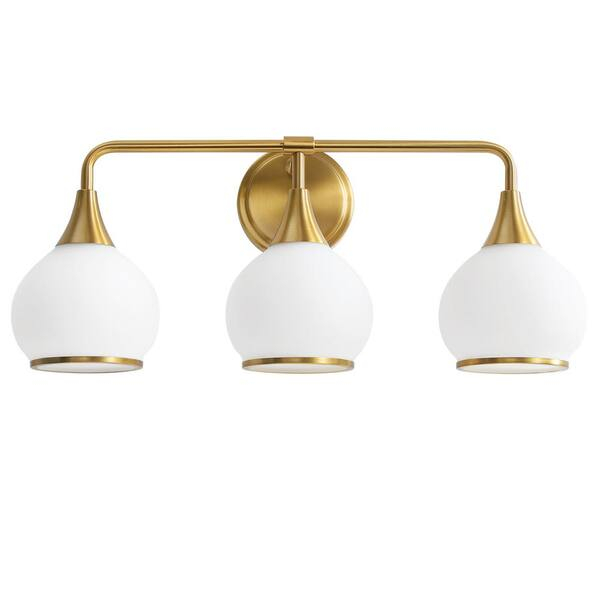 Kaisite 22.4 In. 3-Light Brushed Gold Bathroom Vanity Light With White ... intended for