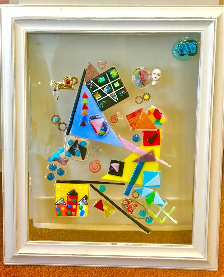 Kandinsky Inspired Glass Collage | Frame, Collage, Decor for The Intricate Craftsmanship of "The Jaguar" Under Glass Collage
