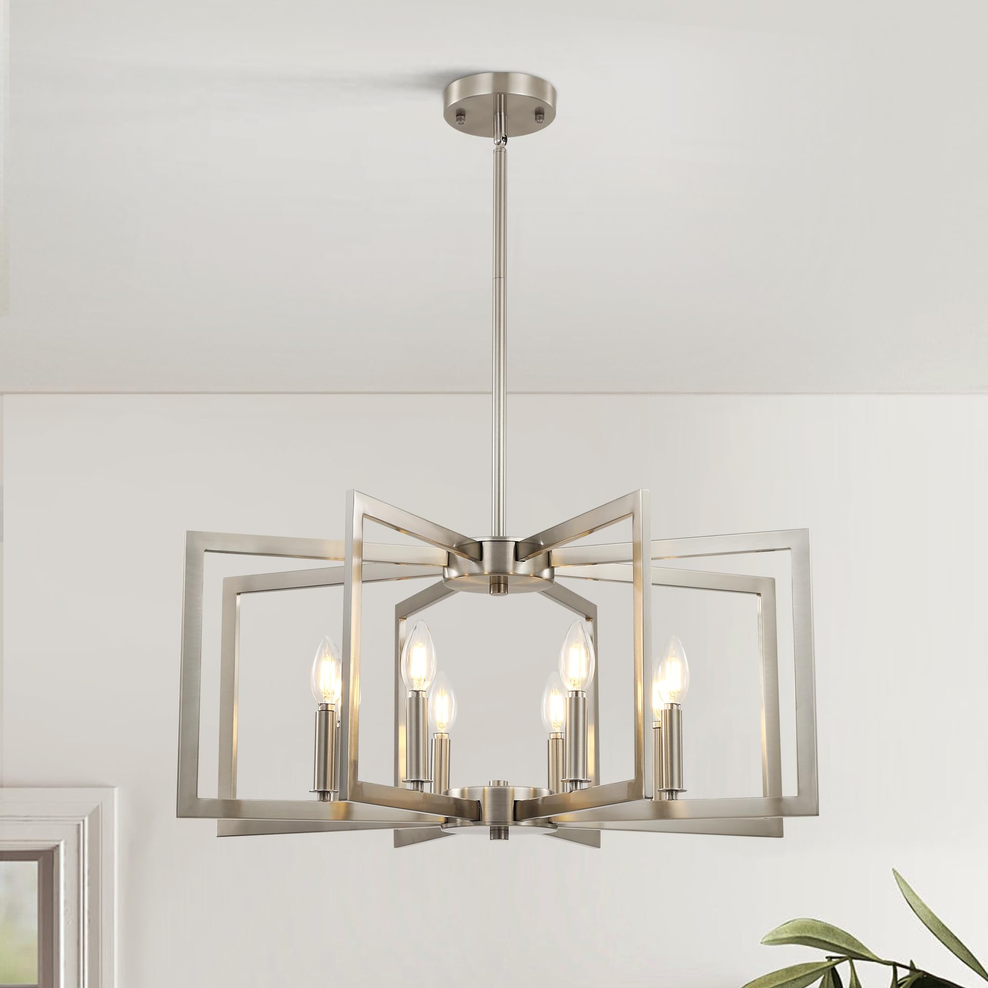 Klgxnrd 8-Light Modern Farmhouse Brushed Nickel Chandeliers For Dining ... with