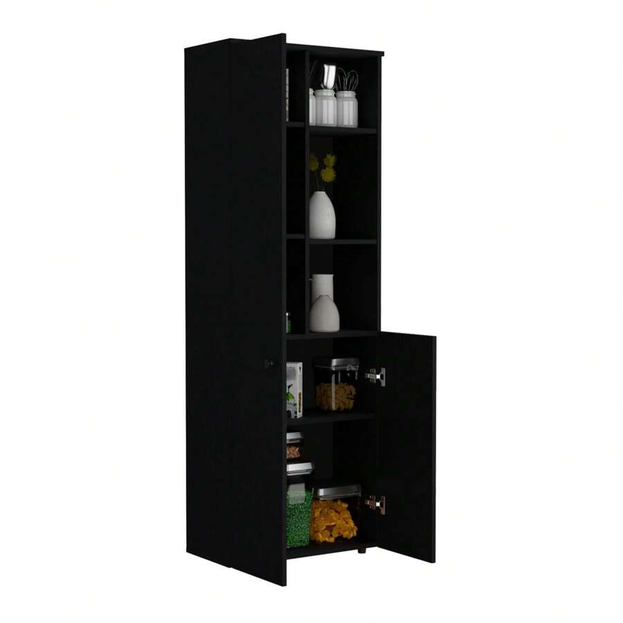 Konik 67-Inch High Storage Cabinet Kitchen Pantry With Three Doors And ... throughout A Touch of Sophistication Creating Impact with a 67-Inch High Black Shelf