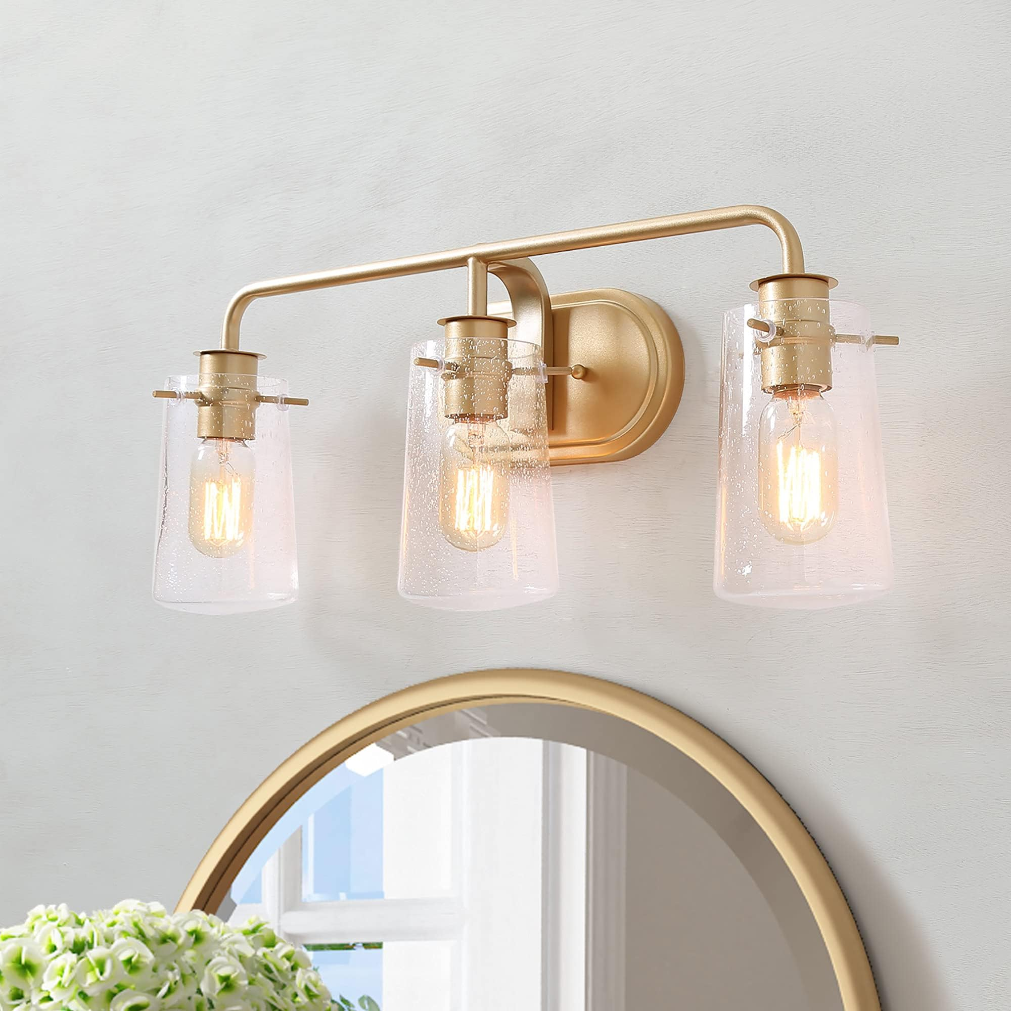 Ksana Bathroom Vanity Light, 31'' Gold Bathroom Light Fixtures, 4-Light ... with