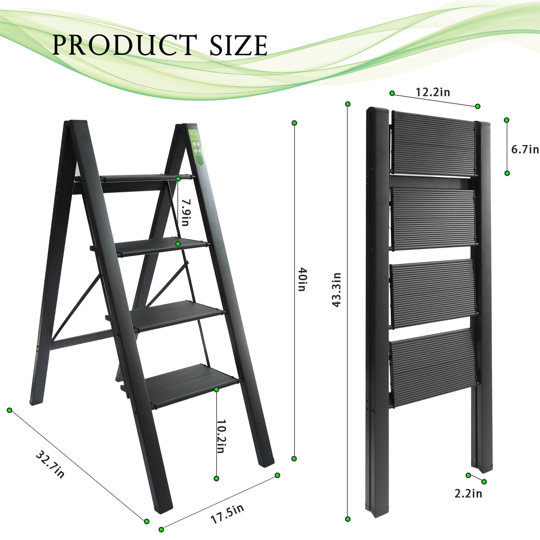 Labwork 4 Step Ladder Folding Step Stool With Anti-Slip Pedal Aluminum ... within The Practical Beauty of Pure Black Step High Shelving Solutions