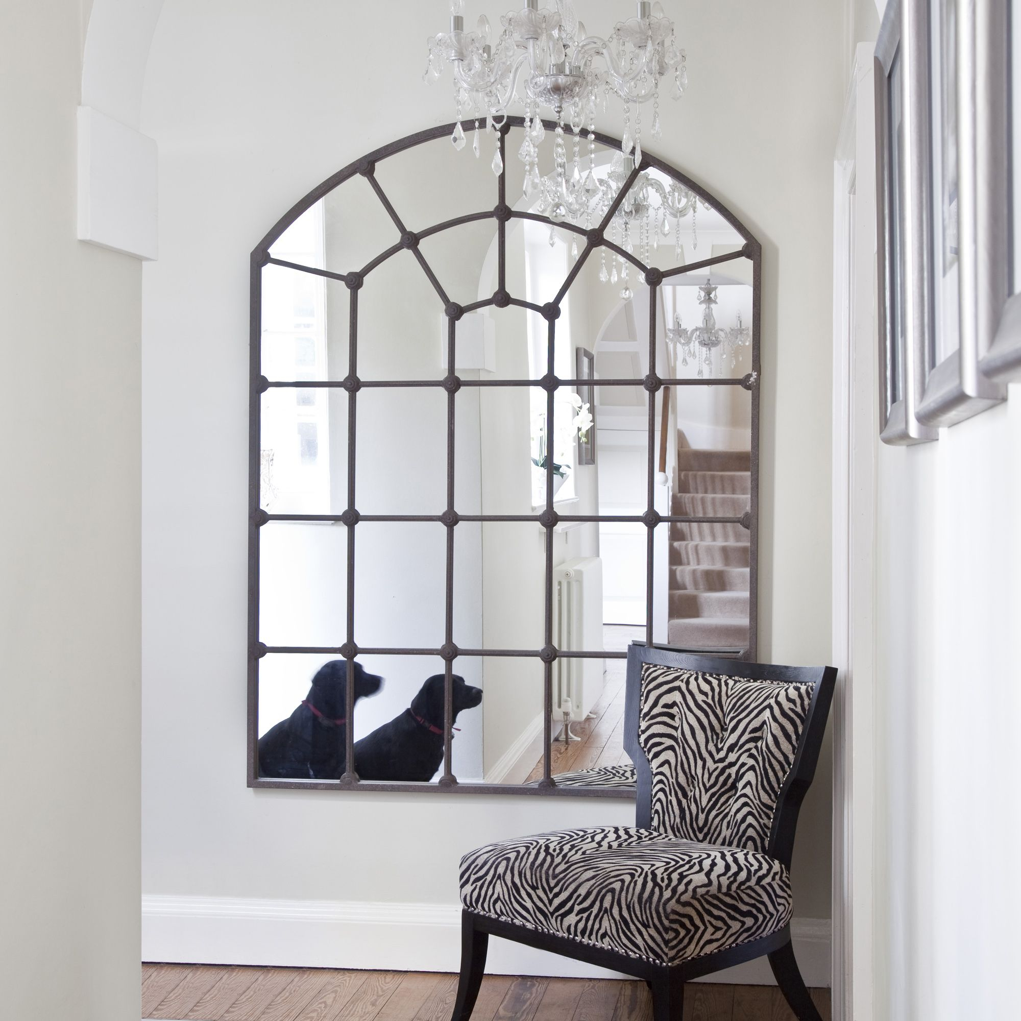 Large Metal Framed Mirror | Living Room Mirrors, Foyer Decorating ... in Styling Tips for Your New Modern Metal Framed Mirror With Shelf