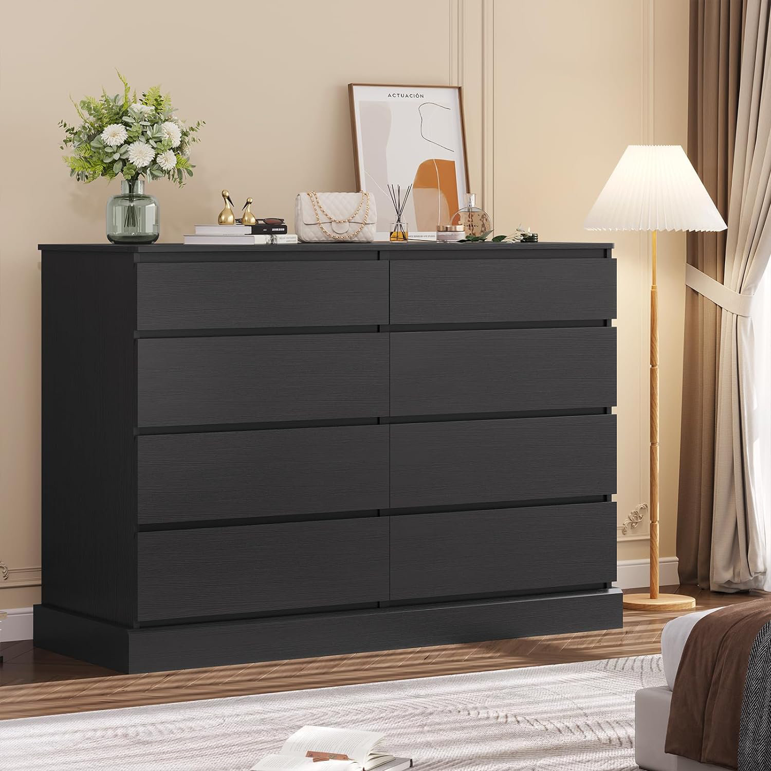 Latitude Run® Dresser For Bedroom, Modern Long Double Dressers With 8 ... regarding Navigating the Different Styles of Oak Double Dressers