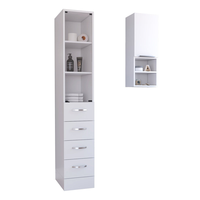 Latitude Run® Magna Linen Cabinet With 4 Drawers And 3 Open Shelves ... intended for A Deep Dive into the Magna Linen Cabinet's Versatile Storage Features