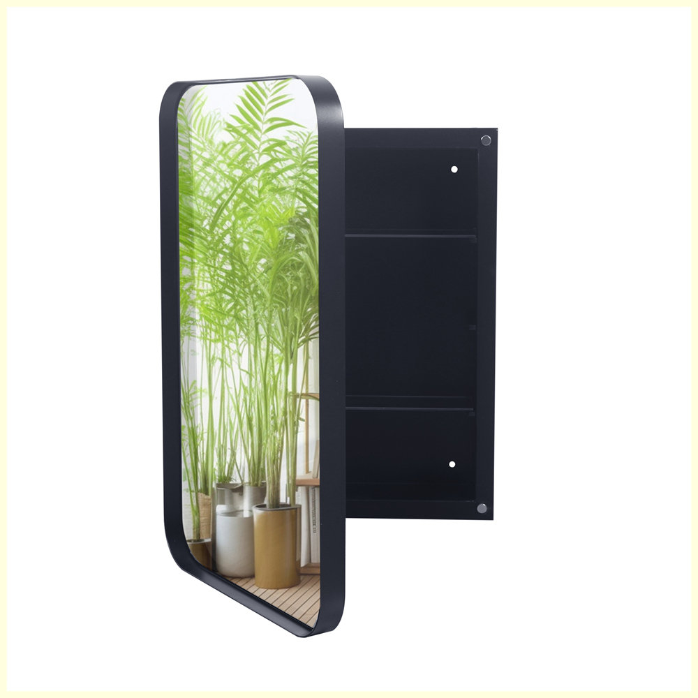Latitude Run® Modern Metal Framed Cabinet With Mirror And Adjustable ... throughout