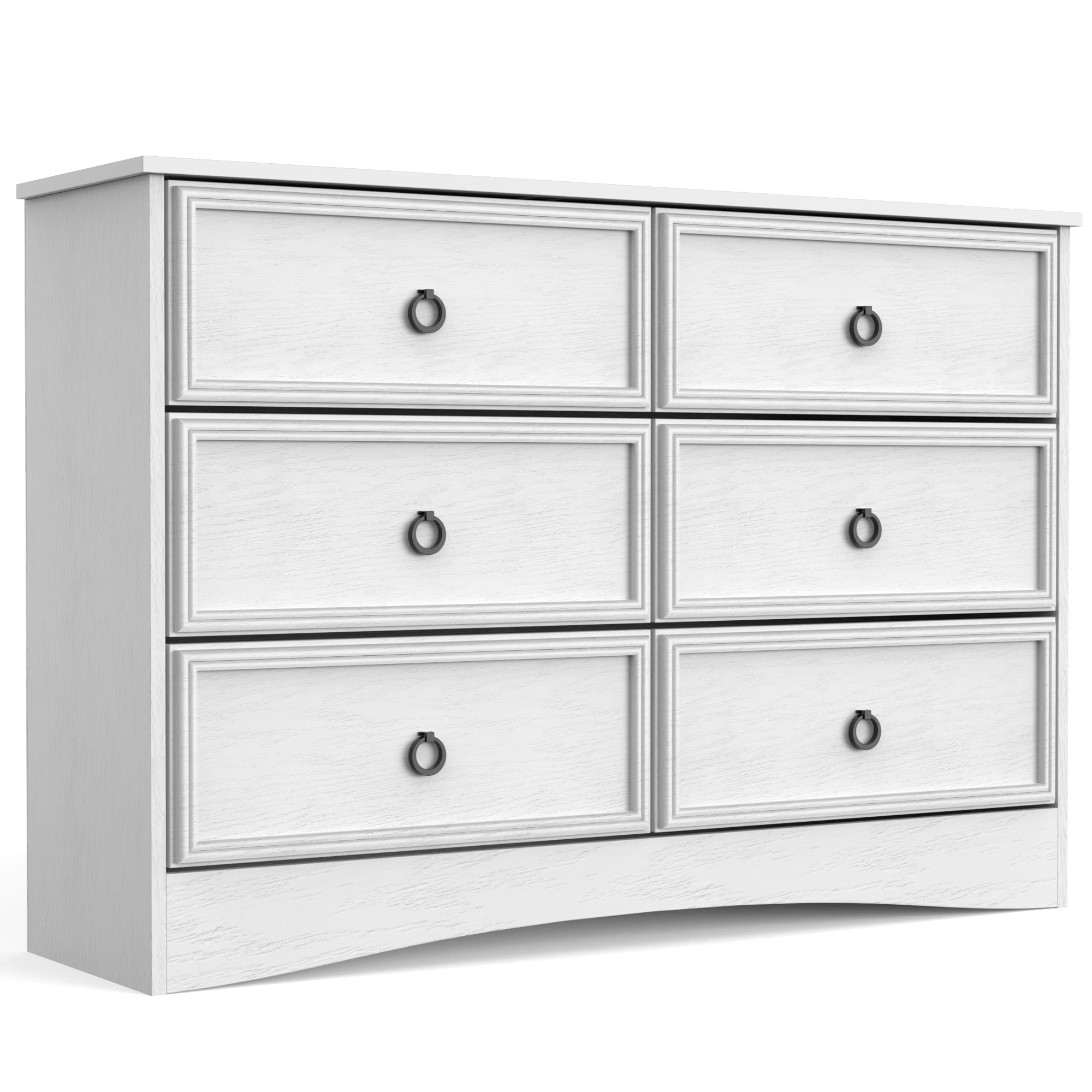 Lghm White 6 Drawer Dresser, Wide Chest Of Drawers For Bedroom, Modern ... pertaining to Beyond Storage How the Arden 6-Drawer Dresser Enhances Your Bedroom