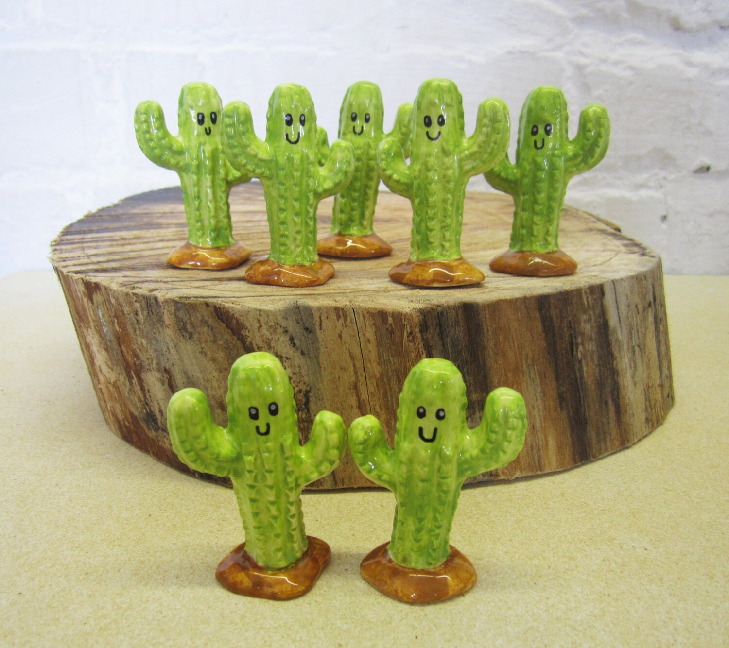 Little Hand Painted Ceramic Cacti Figurines within