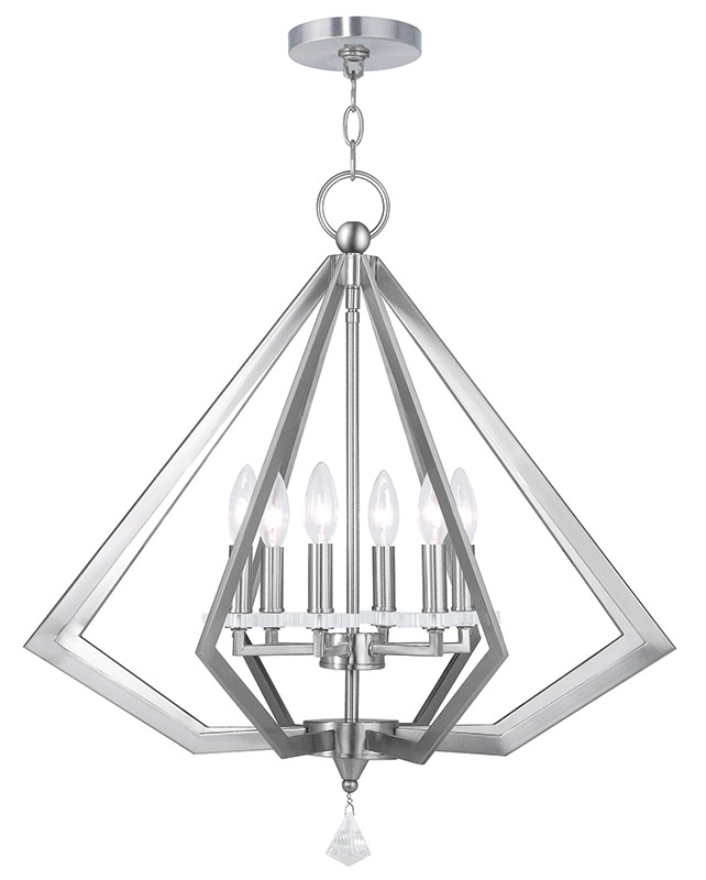 Livex 50666-91 Diamond Contemporary Brushed Nickel Lighting Chandelier ... for