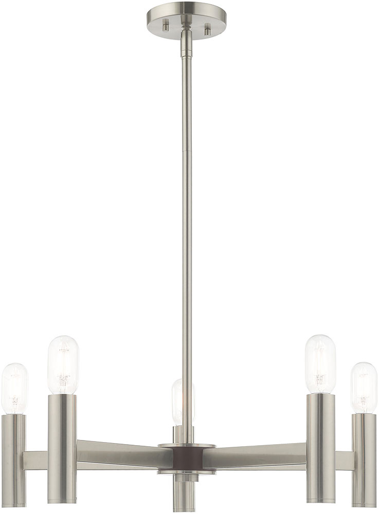 Livex 51135-91 Copenhagen Modern Brushed Nickel Lighting Chandelier ... with